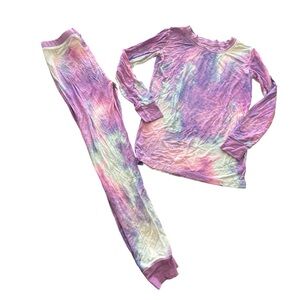 Little Sleepies Purple Watercolor Bamboo Pajamas size 7/8